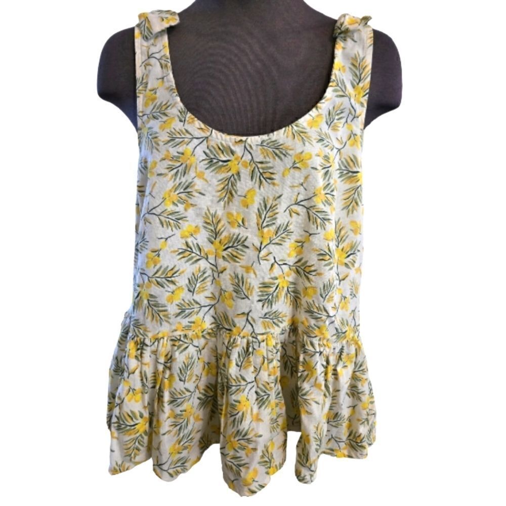 EC DIP LEMON TREE LINEN BLEND TOP SZ.M
